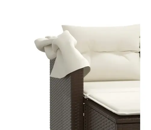 Dvivietė Sodo Sofa Su Skliautu/Taburetėmis, Ruda, Poliratanas