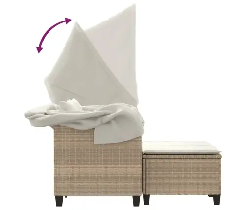 Divvietīgs Dārza Dīvāns Ar Jumtiņu Un Soliņiem, Bēšs, Pe Vidaxl