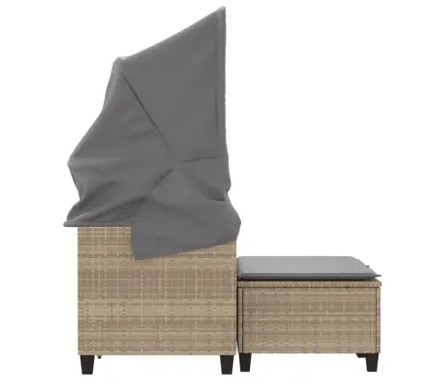 Divvietīgs Dārza Dīvāns Ar Jumtiņu Un Soliņiem, Bēšs, Pe Vidaxl