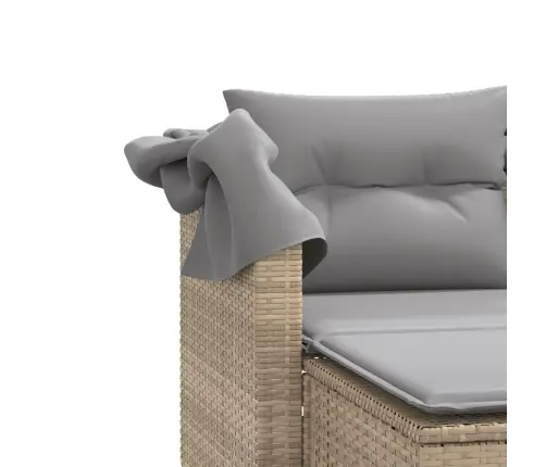 Divvietīgs Dārza Dīvāns Ar Jumtiņu Un Soliņiem, Bēšs, Pe Vidaxl