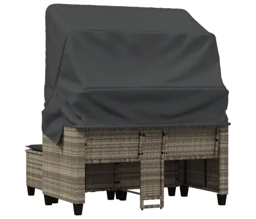 Dvivietė Sodo Sofa Su Skliautu/Taburetėmis, Pilka, Poliratanas