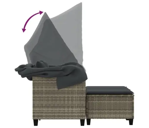 Dvivietė Sodo Sofa Su Skliautu/Taburetėmis, Pilka, Poliratanas