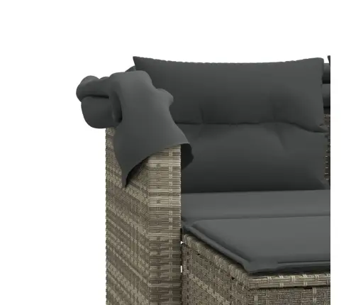 Dvivietė Sodo Sofa Su Skliautu/Taburetėmis, Pilka, Poliratanas