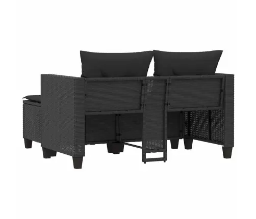 Divvietīgs Dārza Dīvāns Ar Soliem, Melns, Pe Rotangpalma Vidaxl