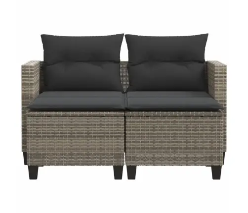 Divvietīgs Dārza Dīvāns Ar Soliem, Pelēks, Pe Rotangpalma Vidaxl