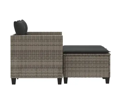 Divvietīgs Dārza Dīvāns Ar Soliem, Pelēks, Pe Rotangpalma Vidaxl