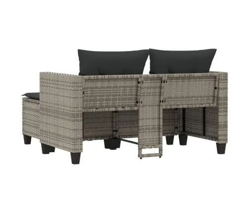 Divvietīgs Dārza Dīvāns Ar Soliem, Pelēks, Pe Rotangpalma Vidaxl