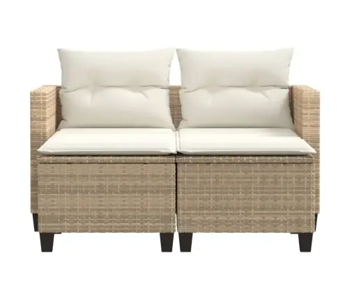 Divvietīgs Dārza Dīvāns Ar Jumtiņu Un Soliņiem, Bēšs, Pe Vidaxl