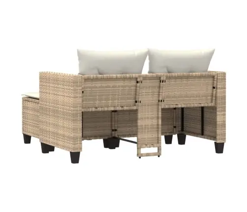 Divvietīgs Dārza Dīvāns Ar Jumtiņu Un Soliņiem, Bēšs, Pe Vidaxl