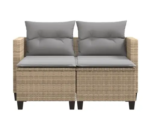 Divvietīgs Dārza Dīvāns Ar Jumtiņu Un Soliņiem, Bēšs, Pe Vidaxl