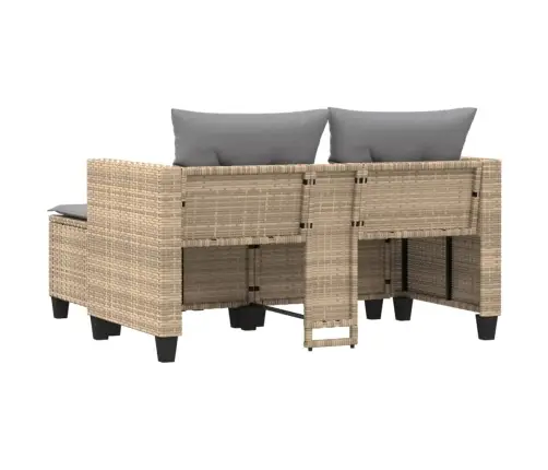 Divvietīgs Dārza Dīvāns Ar Jumtiņu Un Soliņiem, Bēšs, Pe Vidaxl