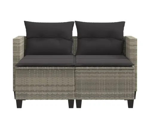 Divvietīgs Dārza Dīvāns Ar Soliem, Gaiši Pelēks, Pe Rotangpalma Vidaxl