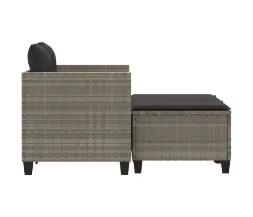 Divvietīgs Dārza Dīvāns Ar Soliem, Gaiši Pelēks, Pe Rotangpalma Vidaxl