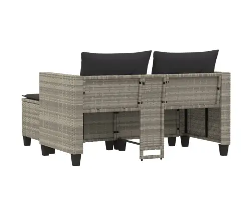 Divvietīgs Dārza Dīvāns Ar Soliem, Gaiši Pelēks, Pe Rotangpalma Vidaxl