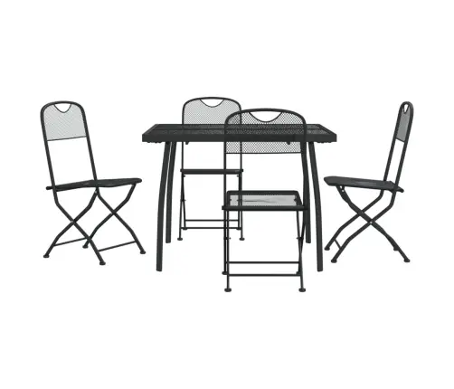 Sodo Valgomojo Baldų Komplektas, 5 Dalių, Antracito, Metalas