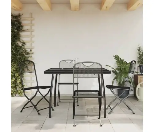 Sodo Valgomojo Baldų Komplektas, 5 Dalių, Antracito, Metalas