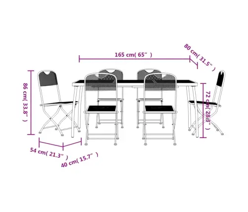 7-Daļīgs Dārza Mēbeļu Komplekts, Antracītpelēks, Metāla Siets Vidaxl