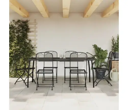 7-Daļīgs Dārza Mēbeļu Komplekts, Antracītpelēks, Metāla Siets Vidaxl