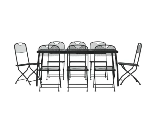 Sodo Valgomojo Baldų Komplektas, 9 Dalių, Antracito, Metalas