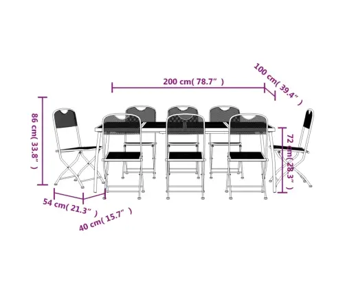 9-Daļīgs Dārza Mēbeļu Komplekts, Antracītpelēks, Metāla Siets Vidaxl