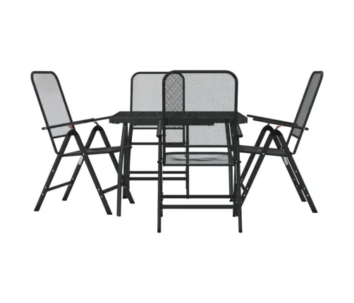 5-Daļīgs Dārza Mēbeļu Komplekts, Antracītpelēks, Metāla Siets Vidaxl