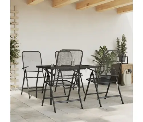 5-Daļīgs Dārza Mēbeļu Komplekts, Antracītpelēks, Metāla Siets Vidaxl