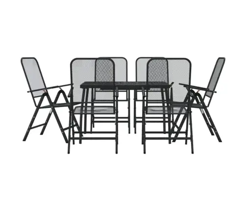 7-Osaline Aia Söögimööbli Komplekt, Antratsiit, Metall, Võrk