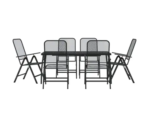 7-Daļīgs Dārza Mēbeļu Komplekts, Antracītpelēks, Metāla Siets Vidaxl