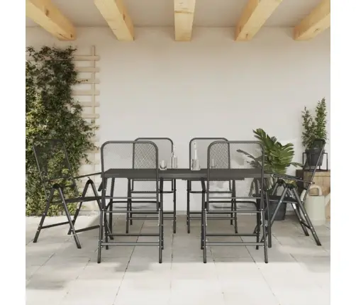 7-Daļīgs Dārza Mēbeļu Komplekts, Antracītpelēks, Metāla Siets Vidaxl