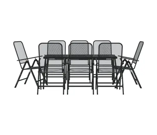9-Daļīgs Dārza Mēbeļu Komplekts, Antracītpelēks, Metāla Siets Vidaxl