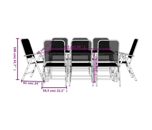 9-Daļīgs Dārza Mēbeļu Komplekts, Antracītpelēks, Metāla Siets Vidaxl