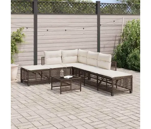 3Gab Stūra Dārza Dīvānu Komplekts, Matrači, Pe Rotangpalma Vidaxl