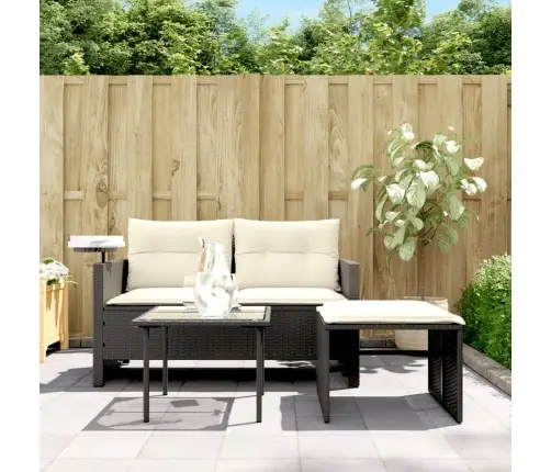 3-Daļīgs Dārza Dīvānu Komplekts Ar Matračiem, Pe Rotangpalma Vidaxl