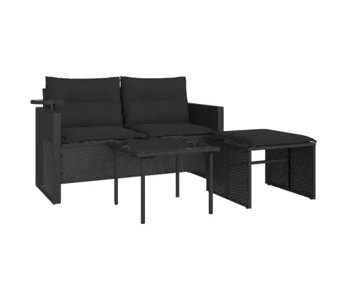 Sodo Komplektas Su Pagalvėlėmis, 3 Dalių, Juodas, Poliratanas