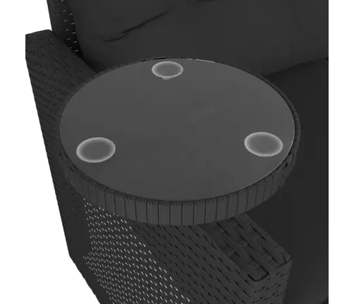 Sodo Komplektas Su Pagalvėlėmis, 3 Dalių, Juodas, Poliratanas