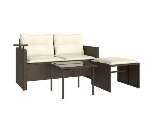 3-Daļīgs Dārza Dīvānu Komplekts, Matrači, Brūna Pe Rotangpalma Vidaxl