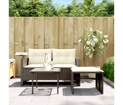 3-Daļīgs Dārza Dīvānu Komplekts, Matrači, Brūna Pe Rotangpalma Vidaxl