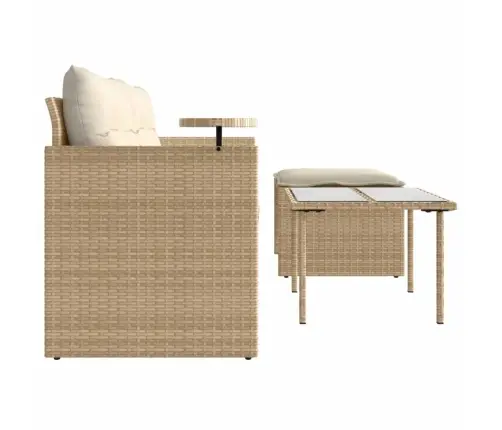 3-Daļīgs Dārza Dīvānu Komplekts, Matrači, Bēša Pe Rotangpalma Vidaxl