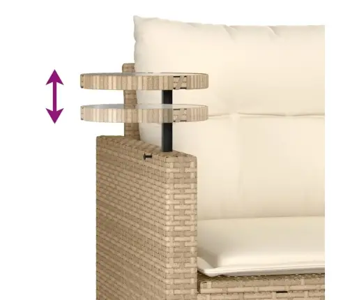 3-Daļīgs Dārza Dīvānu Komplekts, Matrači, Bēša Pe Rotangpalma Vidaxl