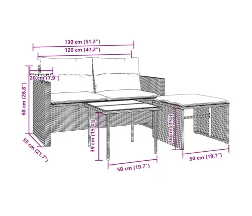 3-Osaline Aiadiivani Komplekt Patjadega, Beež, Polürotang 3-Osaline Aiadiivani Komplekt Patjadega, Beež, Polürotang