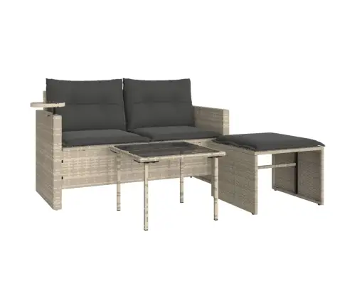 3-Daļīgs Dārza Dīvāna Komplekts Ar Matračiem, Pelēks Pe Pinums Vidaxl