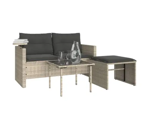 3-Daļīgs Dārza Dīvāna Komplekts Ar Matračiem, Pelēks Pe Pinums Vidaxl