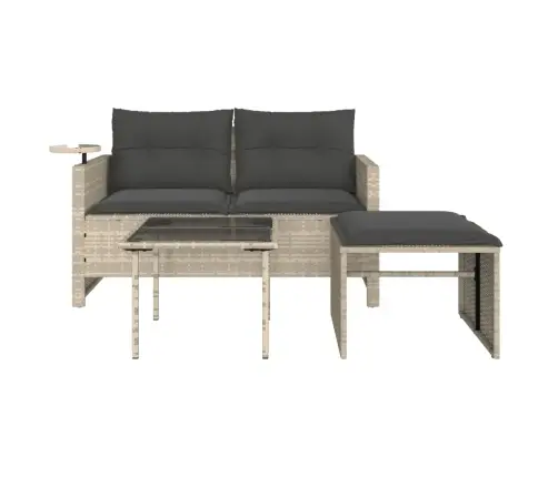 3-Daļīgs Dārza Dīvāna Komplekts Ar Matračiem, Pelēks Pe Pinums Vidaxl