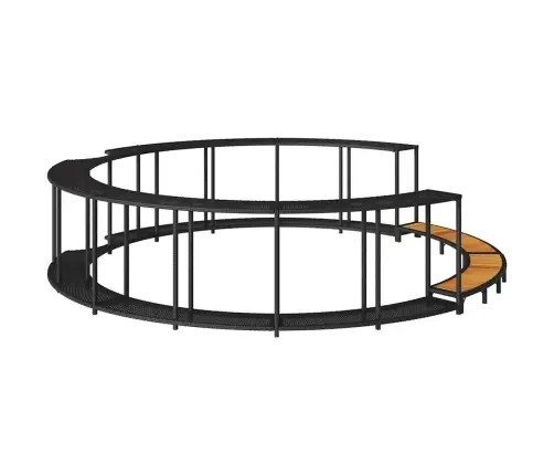 Kümblusbasseini Ümbrus Koos Ladustamise Ja Puidust Astmega Must