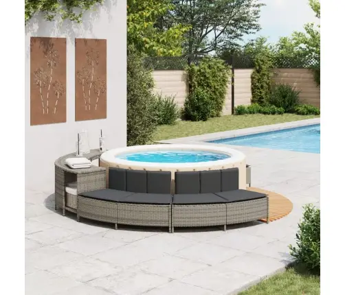 Karstās Vannas Soli Ar Spilveniem 2 Gab. Pelēka Pe Rotangpalma Vidaxl