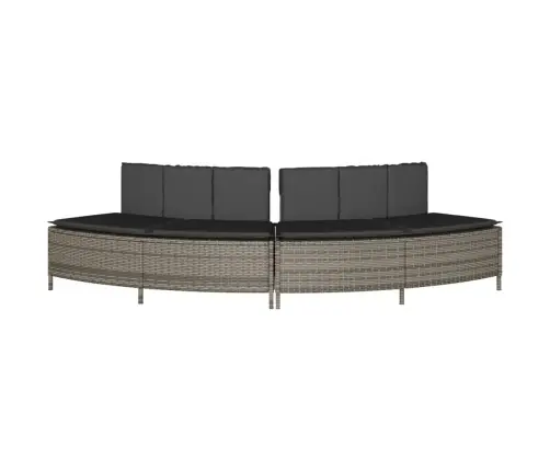 Karstās Vannas Soli Ar Spilveniem 2 Gab. Pelēka Pe Rotangpalma Vidaxl