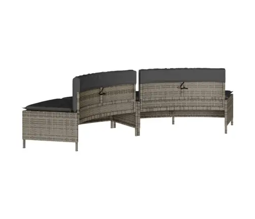 Karstās Vannas Soli Ar Spilveniem 2 Gab. Pelēka Pe Rotangpalma Vidaxl