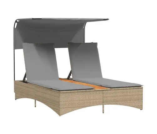 Divvietīgs Sauļošanās Krēsls Ar Jumtiņu, Bēša Pe Rotangpalma Vidaxl Divvietīgs Sauļošanās Krēsls Ar Jumtiņu, Bēša Pe Rotangpalma Vidaxl