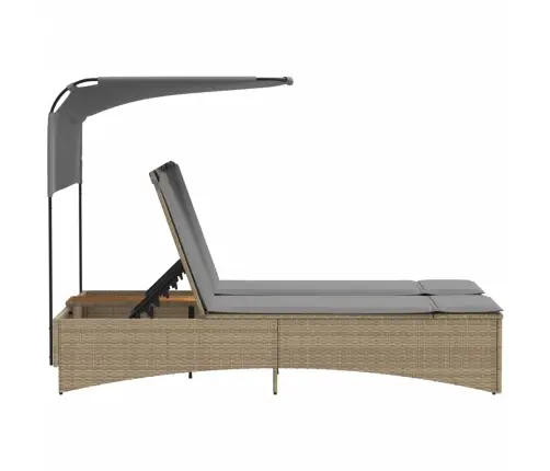 Divvietīgs Sauļošanās Krēsls Ar Jumtiņu, Bēša Pe Rotangpalma Vidaxl Divvietīgs Sauļošanās Krēsls Ar Jumtiņu, Bēša Pe Rotangpalma Vidaxl
