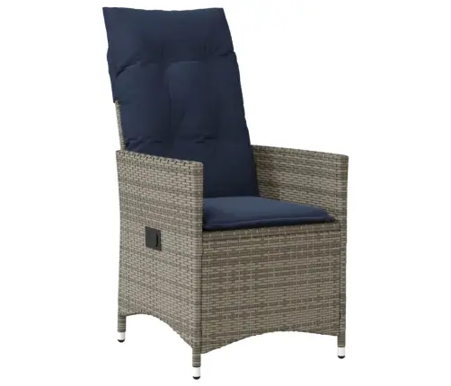 Atgāžams Dārza Krēsls Ar Spilveniem, Pelēks Polietilēna Rotangpalmas Pinums Vidaxl